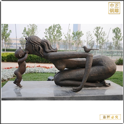 母女親吻銅雕塑 母女親吻銅雕塑