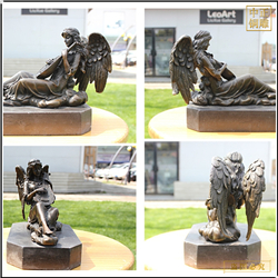 西方小天使彈琴銅雕塑鑄造 