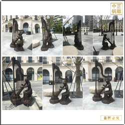 廣場(chǎng)美女彈琴雕塑鑄造