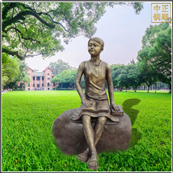 小女孩看書(shū)校園銅雕塑 小女孩看書(shū)校園銅雕塑
