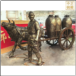 拉車賣酒人物銅雕塑 拉車賣酒人物銅雕塑